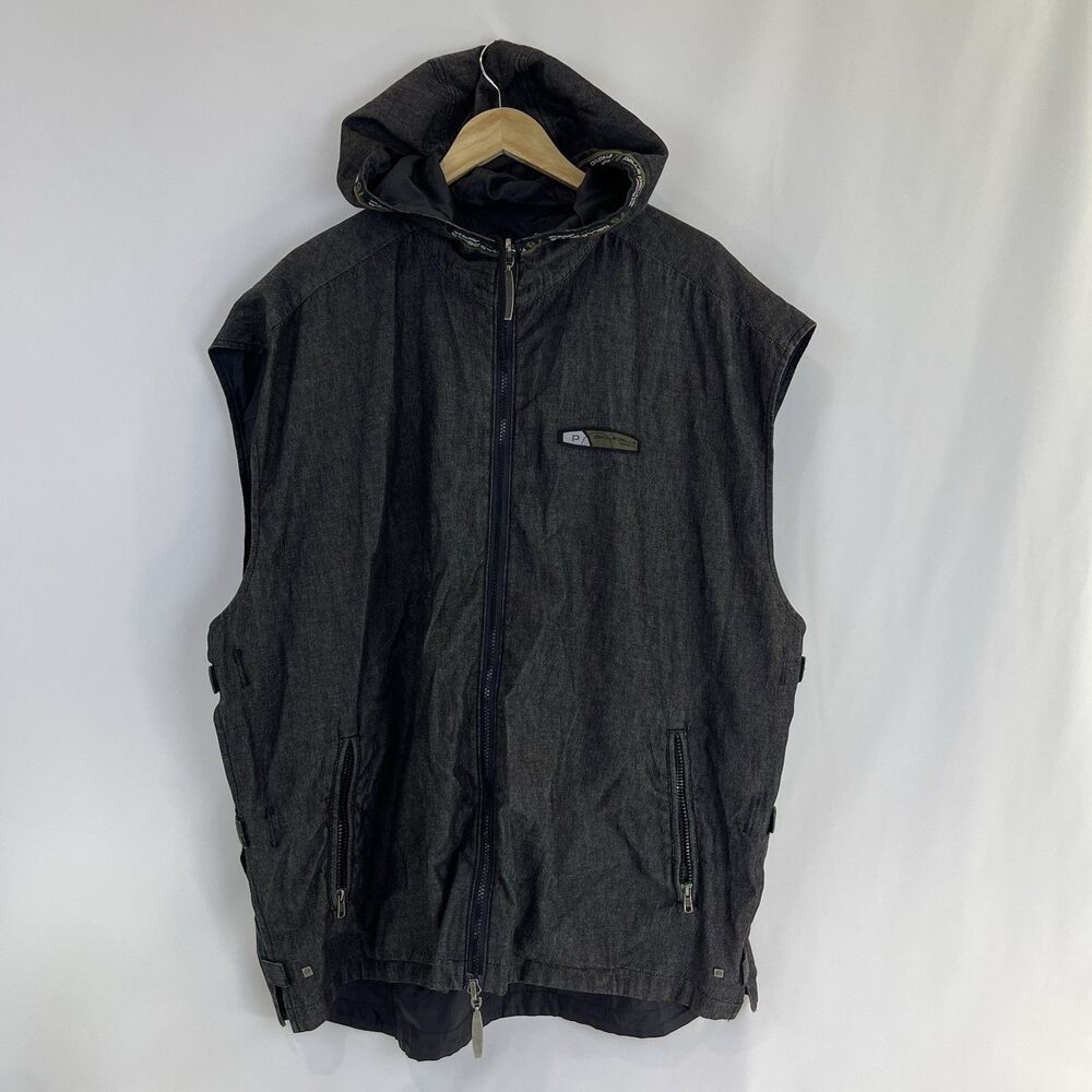 Pelle Pelle Y2K-Style Hooded Denim Jacket | Men's XL